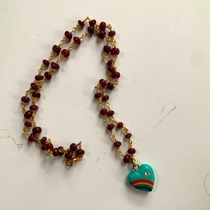Lisa Statt Small Turquoise Rainbow Heart necklace